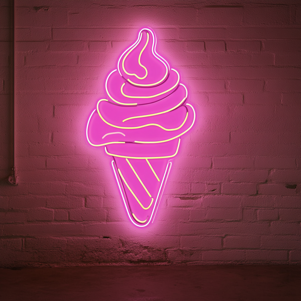 Banana Split Sundae - Pink Neon Sign, 24 Inches