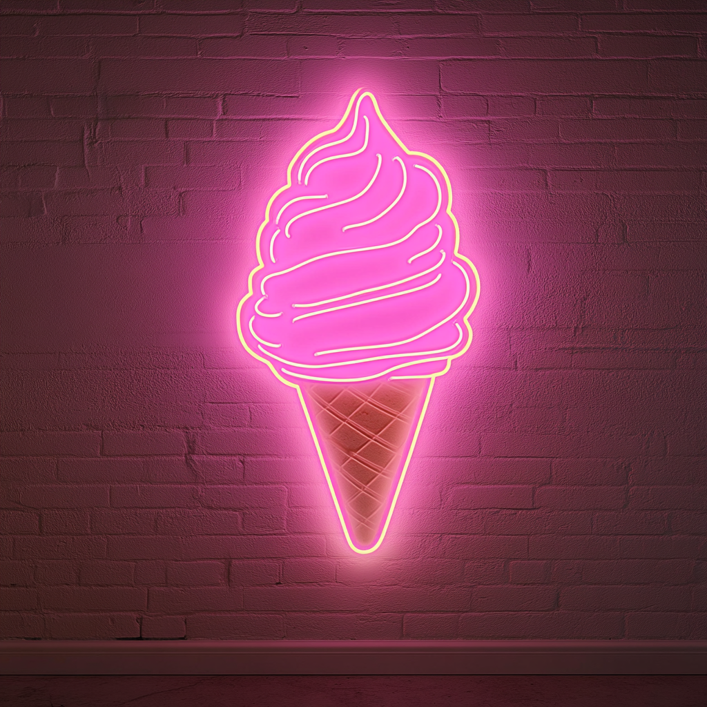 Banana Split Sundae - Pink Neon Sign, 24 Inches