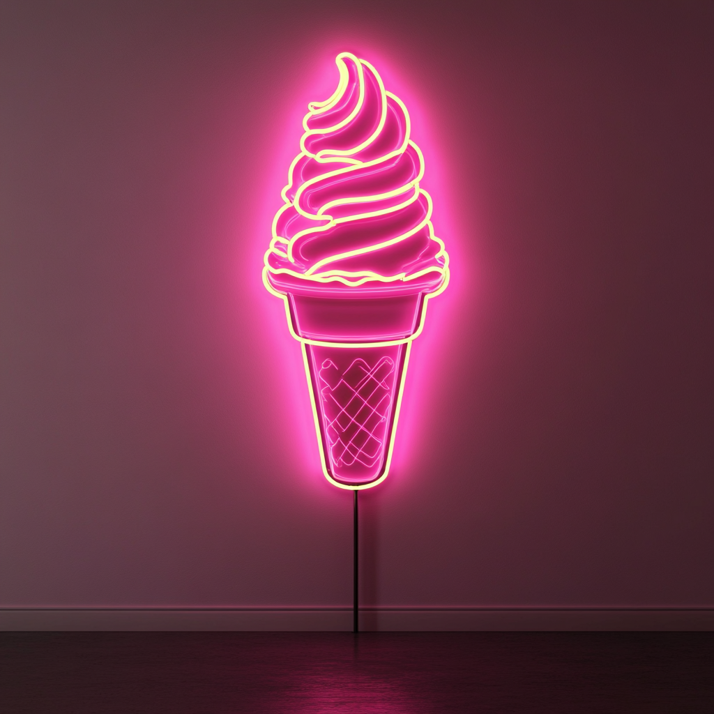 Banana Split Sundae - Pink Neon Sign, 18 Inches