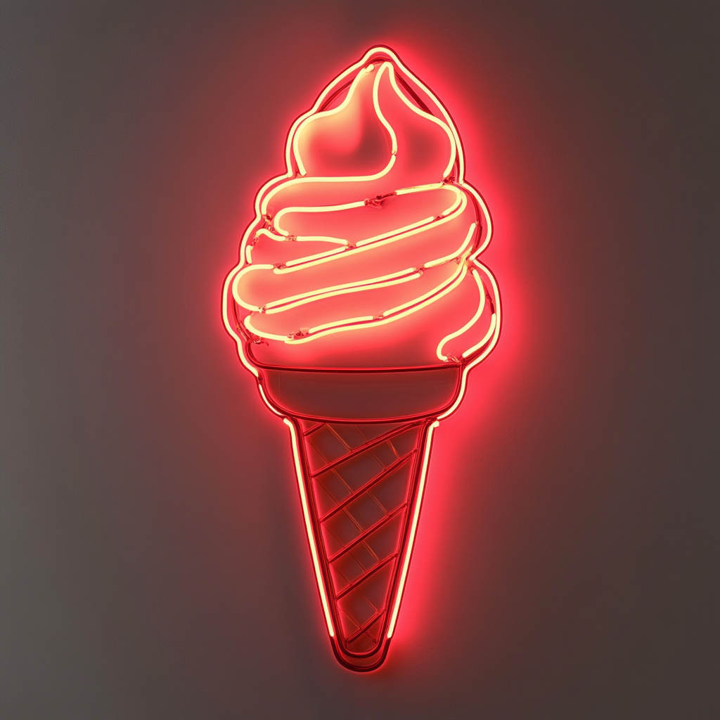 Banana Split Sundae - Red Neon Sign, 24 Inches