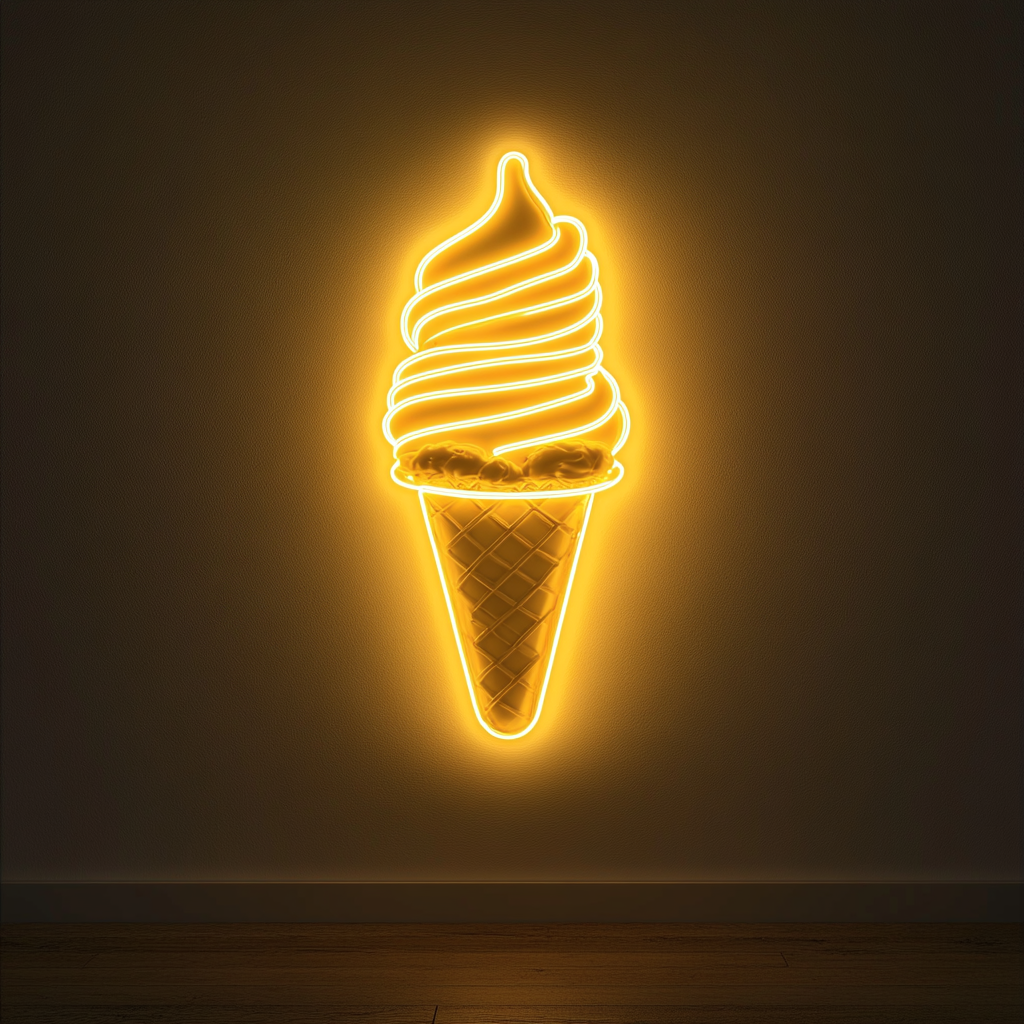 Banana Split Sundae - Yellow Neon Sign, 24 Inches