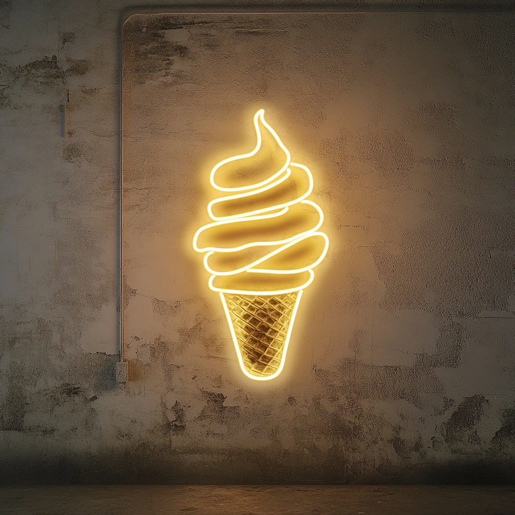 Banana Split Sundae - Yellow Neon Sign, 24 Inches