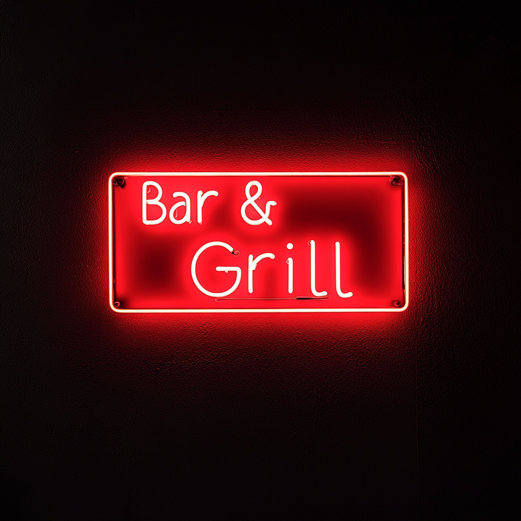 Bar & Grill - Red Neon Sign, 18 Inches