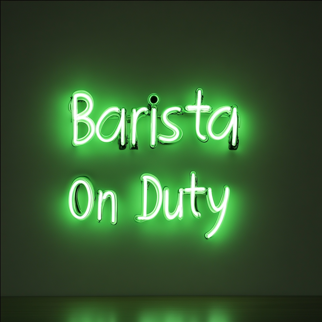 "Barista On Duty" - Green Neon Sign, 24 Inches