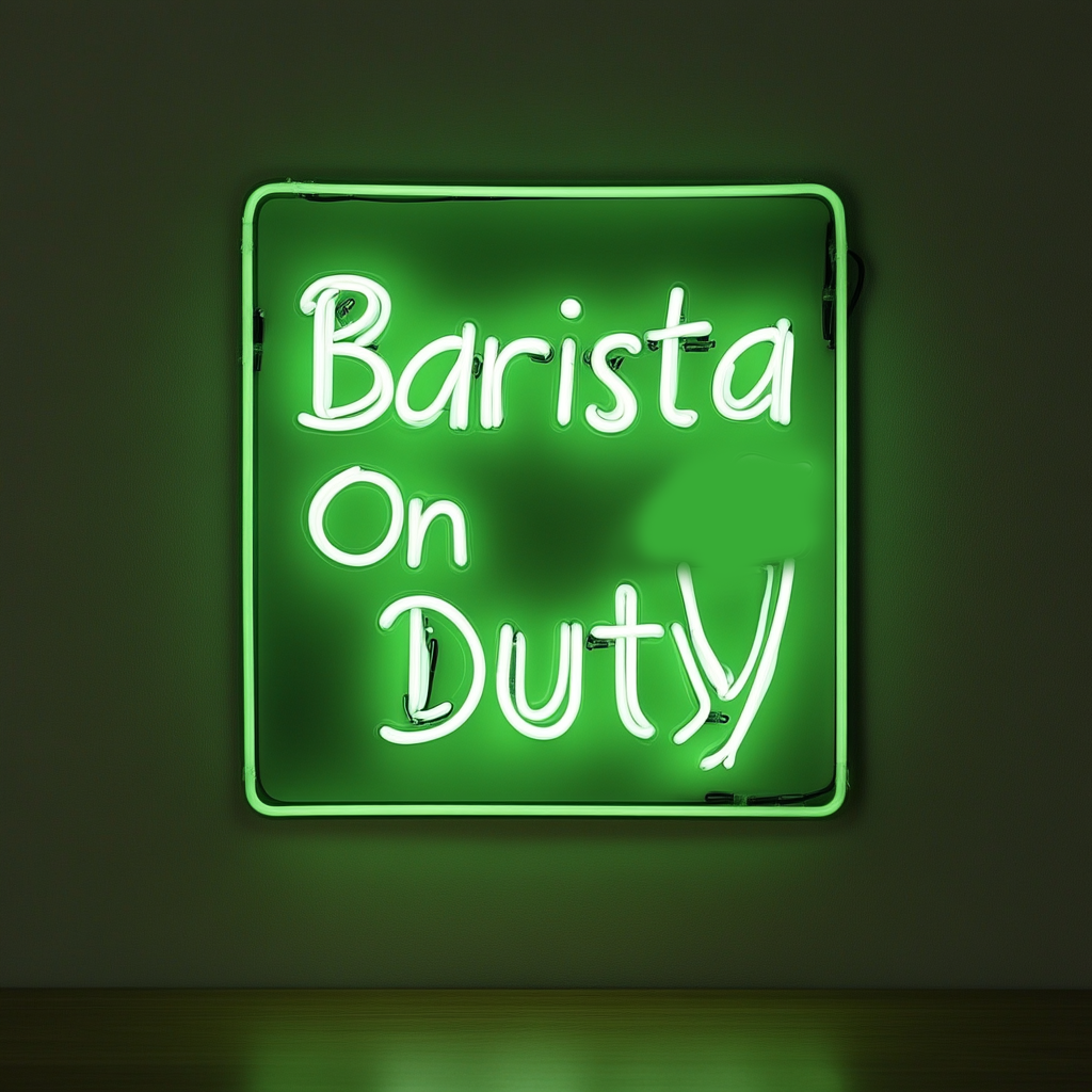 "Barista On Duty" - Green Neon Sign, 24 Inches