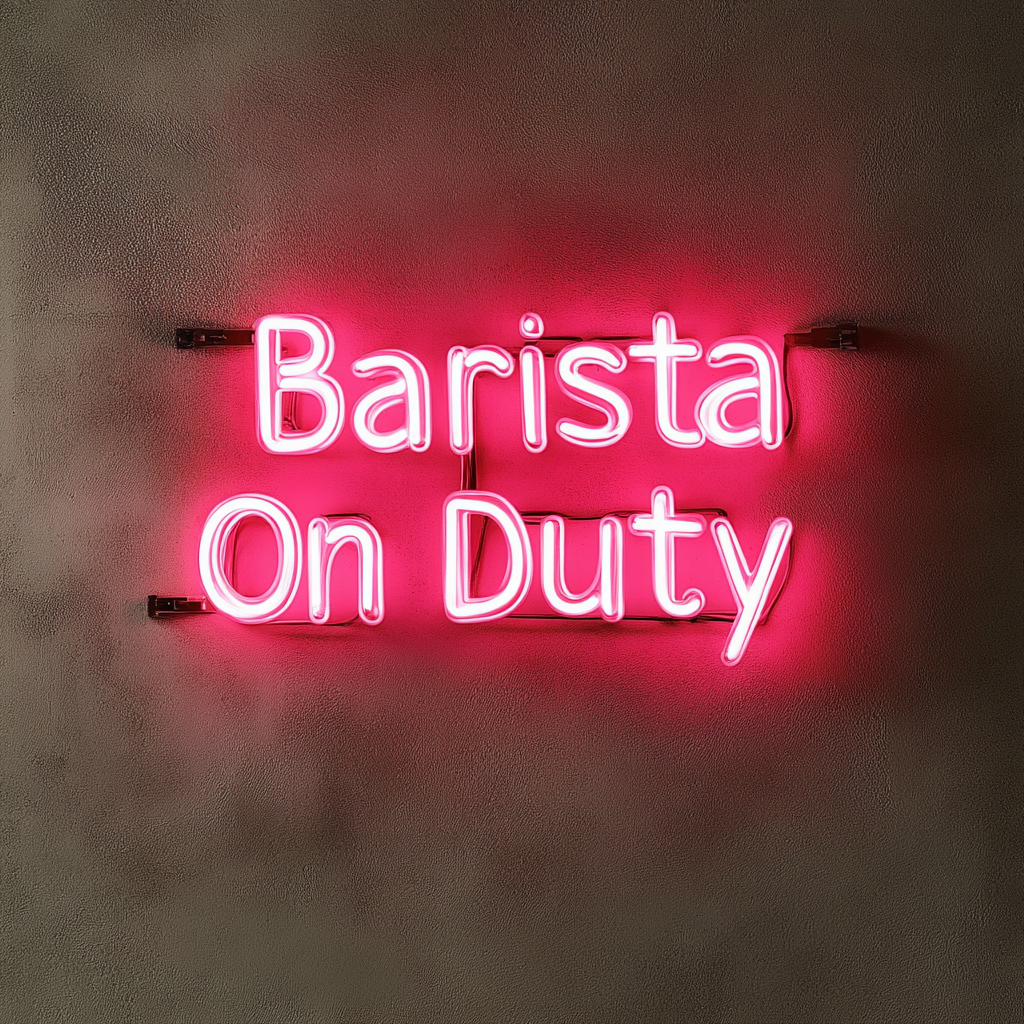 "Barista On Duty" - Pink Neon Sign, 24 Inches