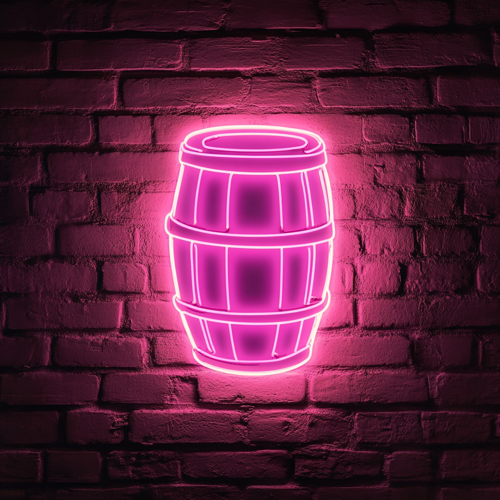 Barrel of Beer - Pink Neon Sign, 24 Inches