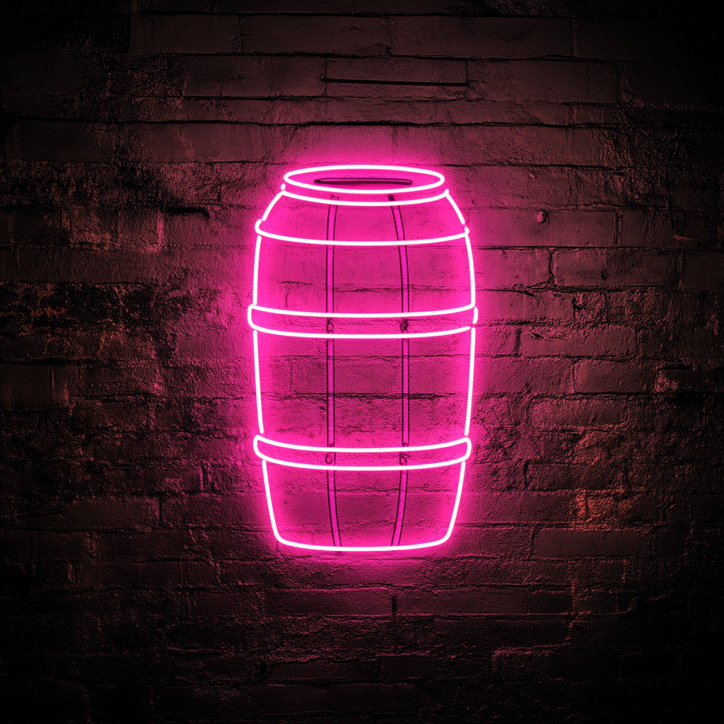 Barrel of Beer - Pink Neon Sign, 18 Inches