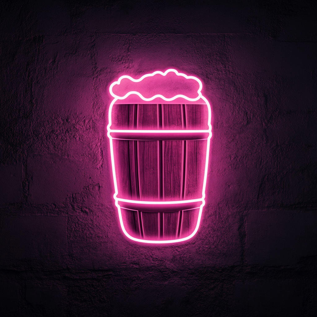 Barrel of Beer - Pink Neon Sign, 18 Inches