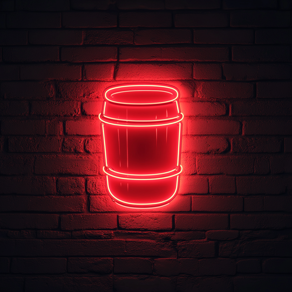 Barrel of Beer - Red Neon Sign, 24 Inches
