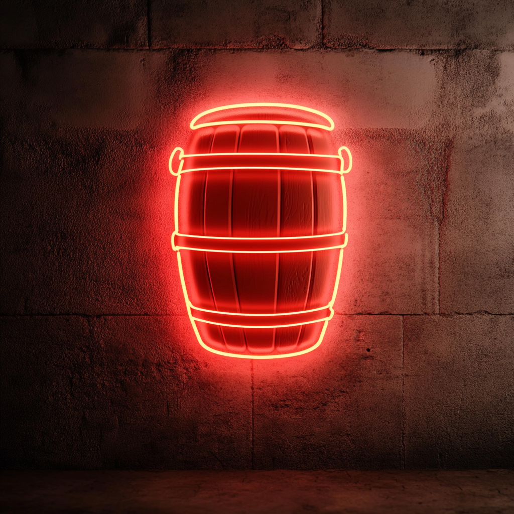 Barrel of Beer - Red Neon Sign, 24 Inches