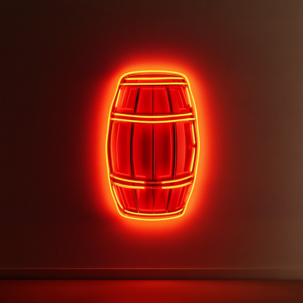 Barrel of Beer - Red Neon Sign, 24 Inches