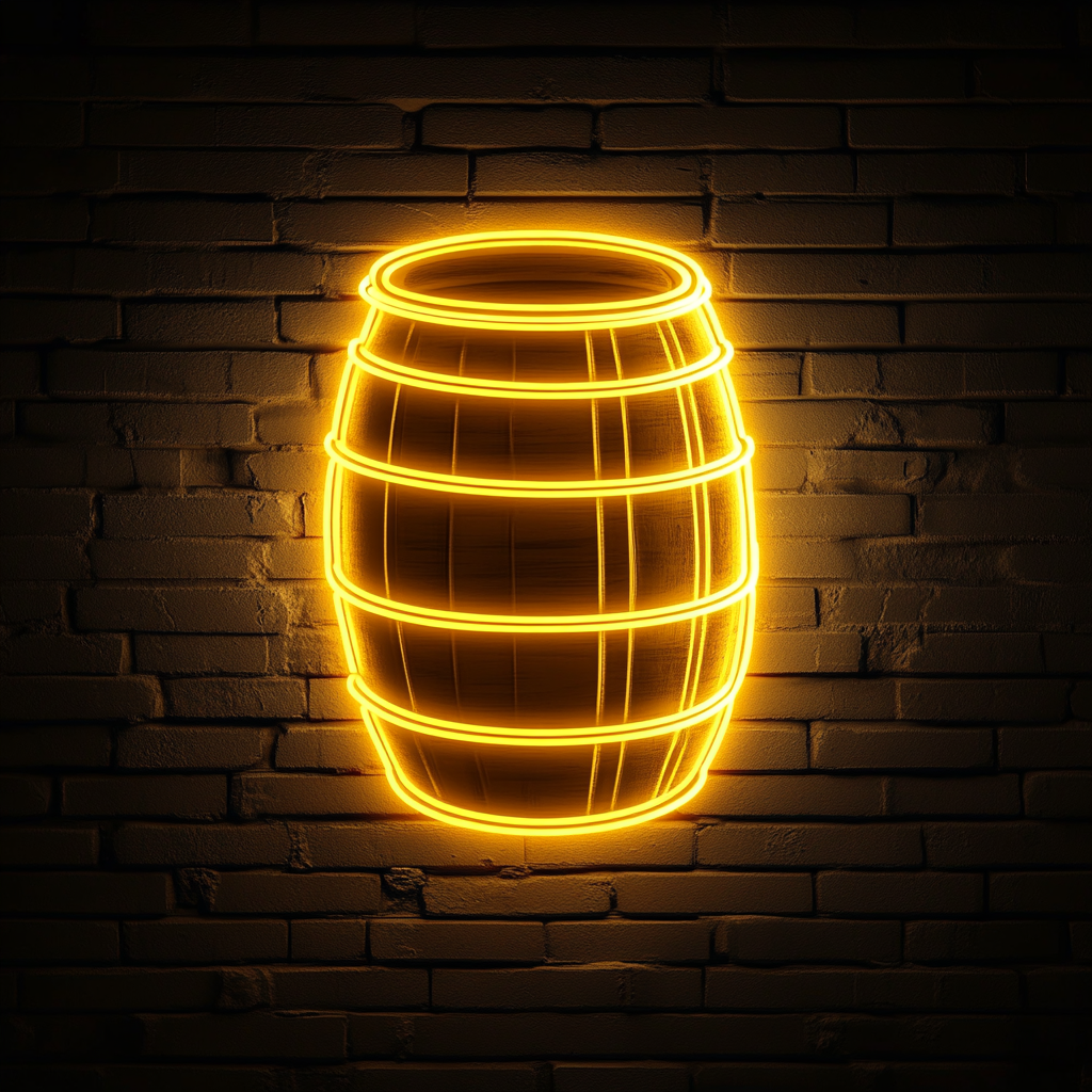 Barrel of Beer - Yellow Neon Sign, 18 Inches