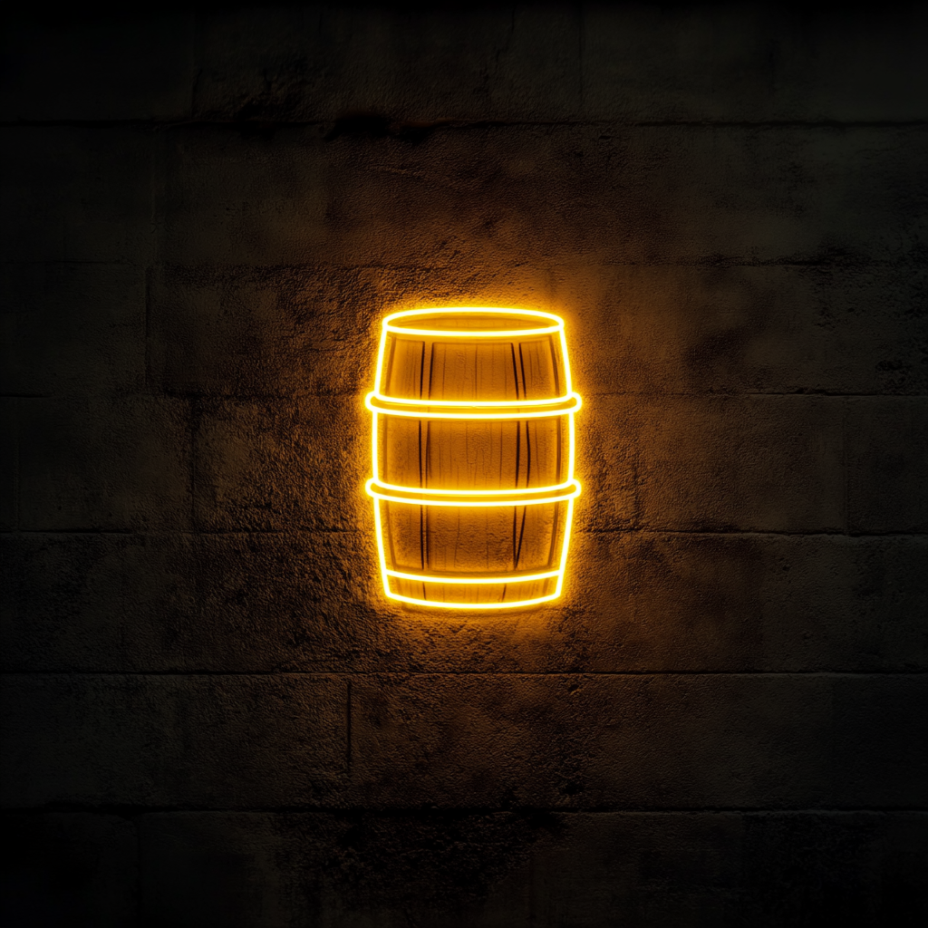 Barrel of Beer - Yellow Neon Sign, 18 Inches