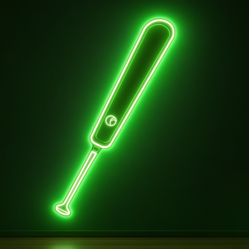 Baseball Bat - Green Neon Sign, 18 Inches