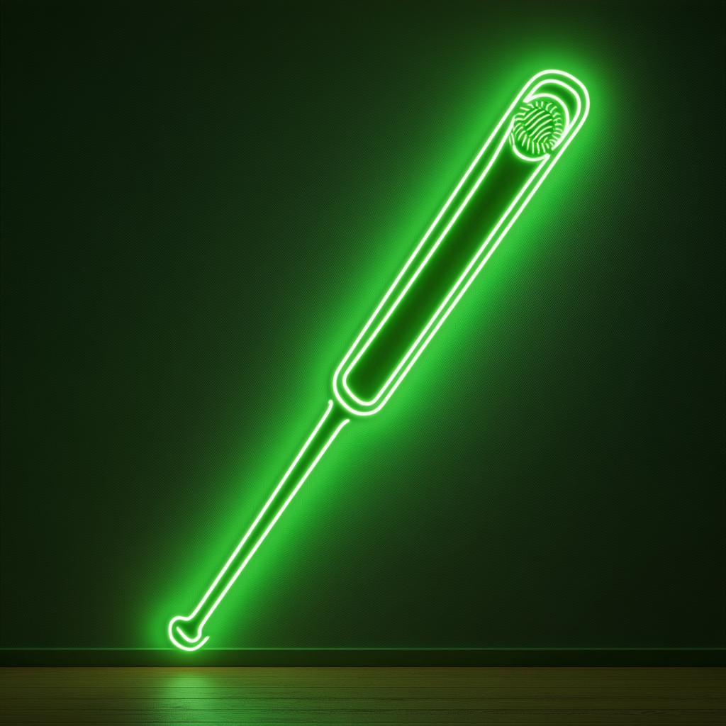 Baseball Bat - Green Neon Sign, 18 Inches