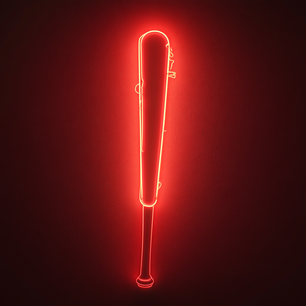 Baseball Bat - Red Neon Sign, 18 Inches
