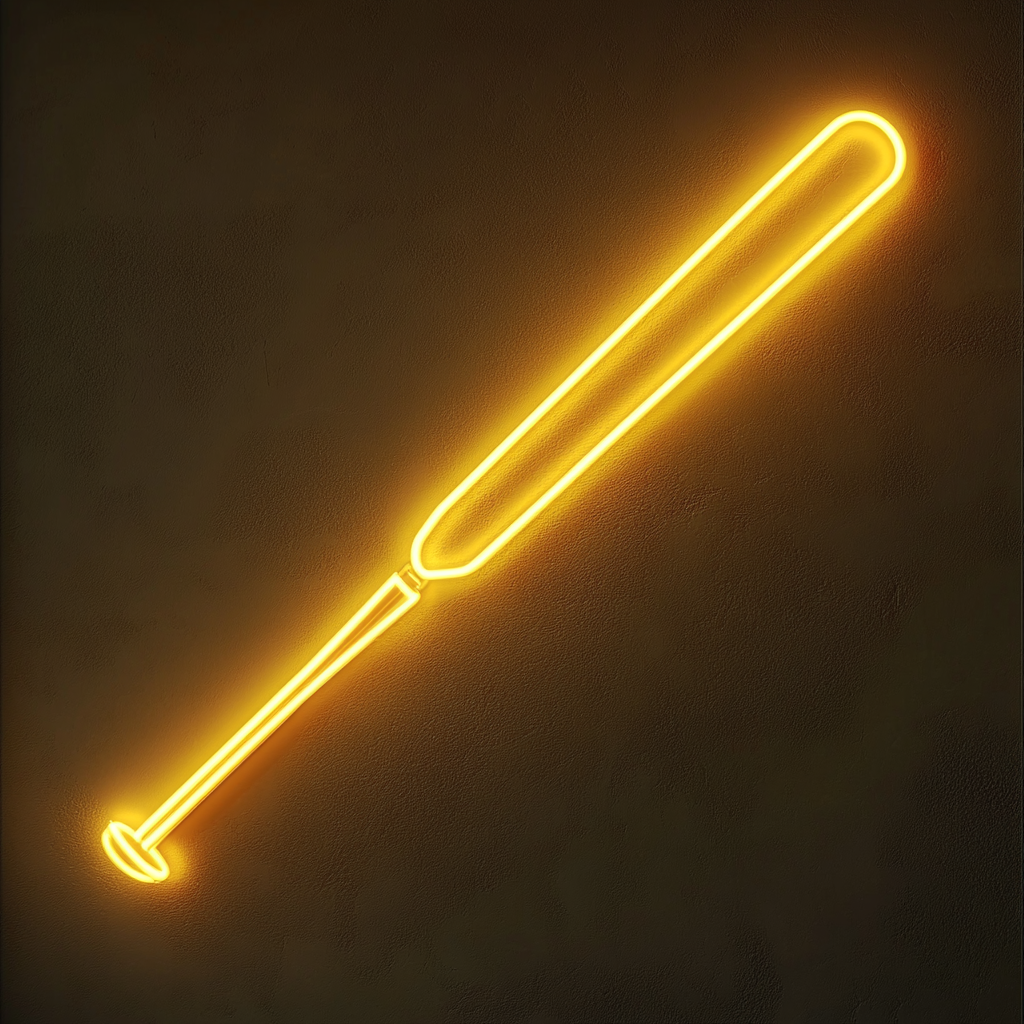 Baseball Bat - Yellow Neon Sign, 24 Inches
