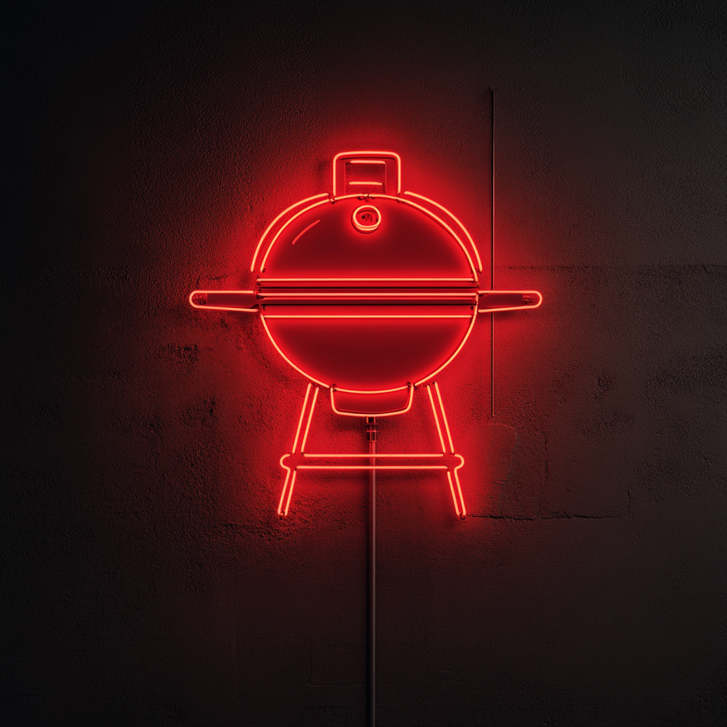 BBQ Grill - Red Neon Sign, 24 Inches