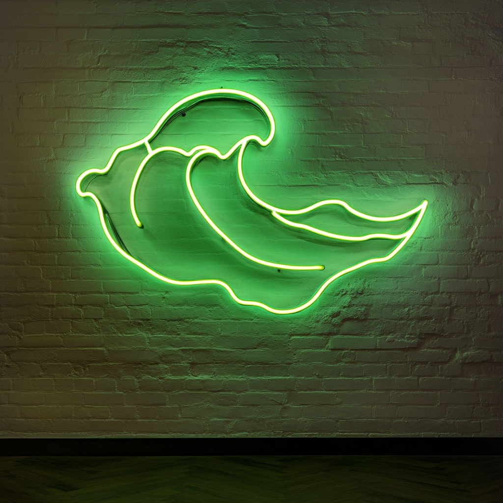 Beach Waves - Green Neon Sign, 18 Inches
