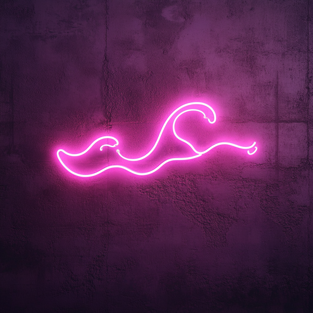 Beach Waves - Pink Neon Sign, 18 Inches