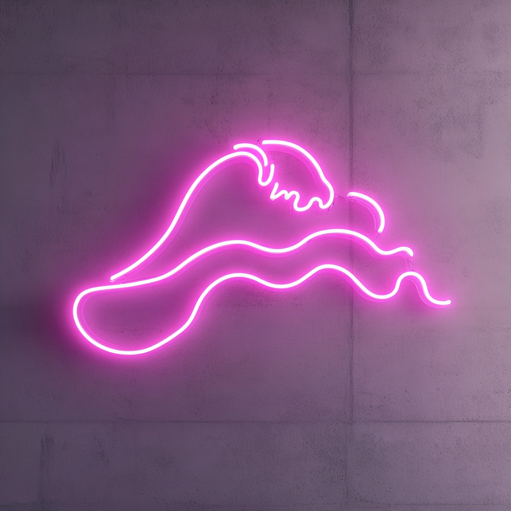 Beach Waves - Pink Neon Sign, 18 Inches