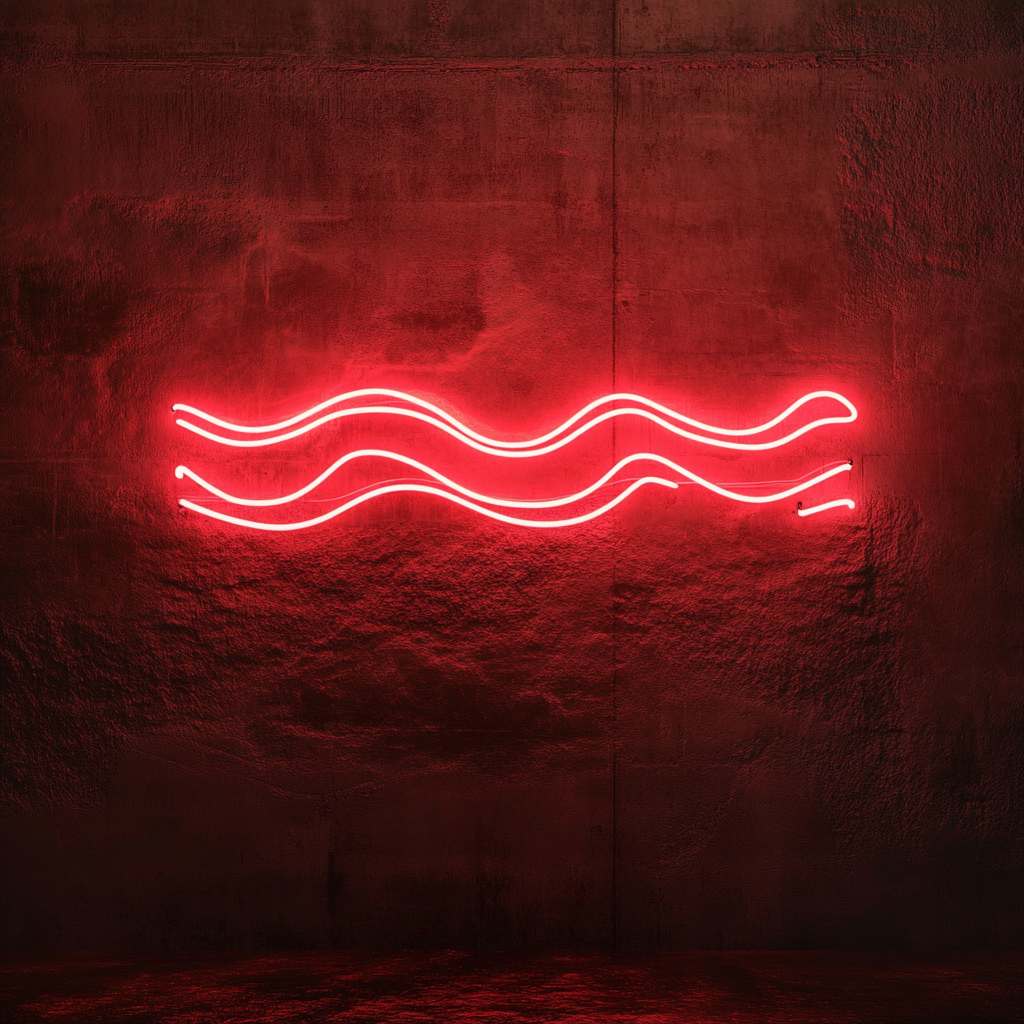 Beach Waves - Red Neon Sign, 24 Inches