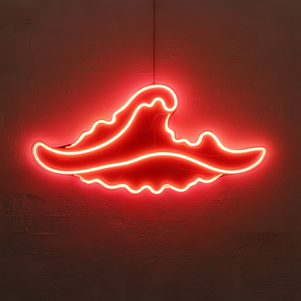 Beach Waves - Red Neon Sign, 18 Inches