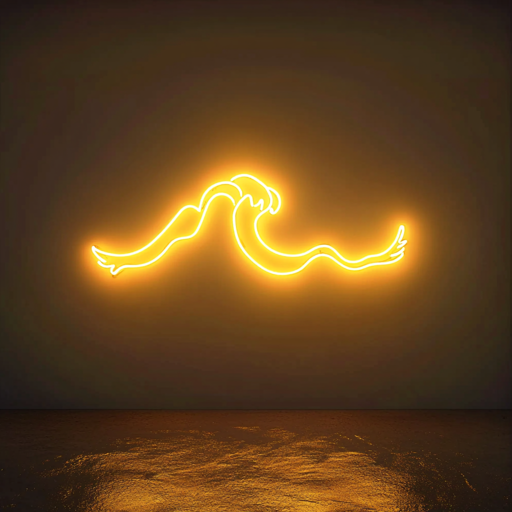 Beach Waves - Yellow Neon Sign, 18 Inches