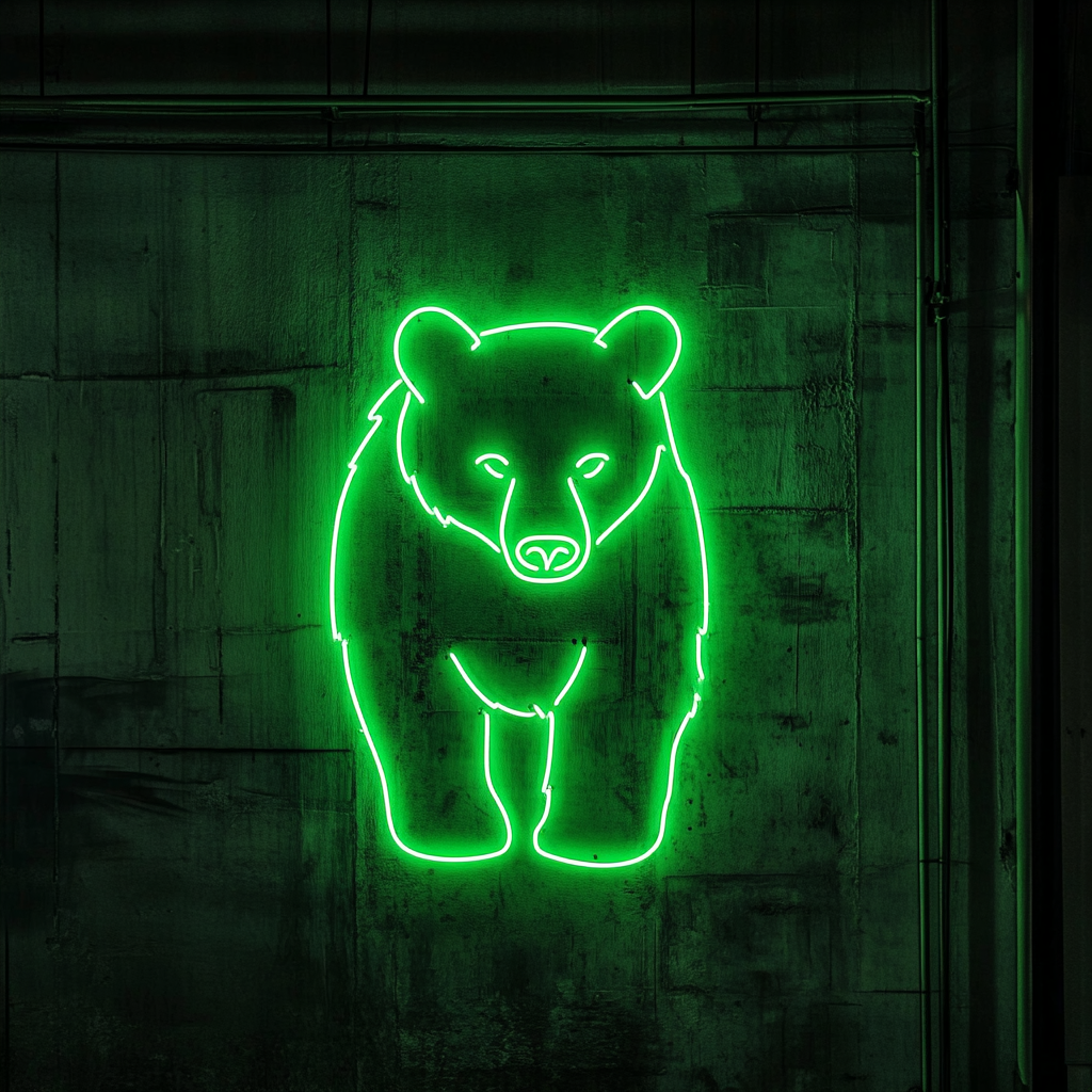 Bear Outline - Green Neon Sign, 24 Inches