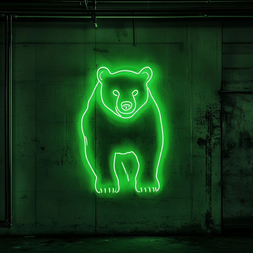 Bear Outline - Green Neon Sign, 24 Inches