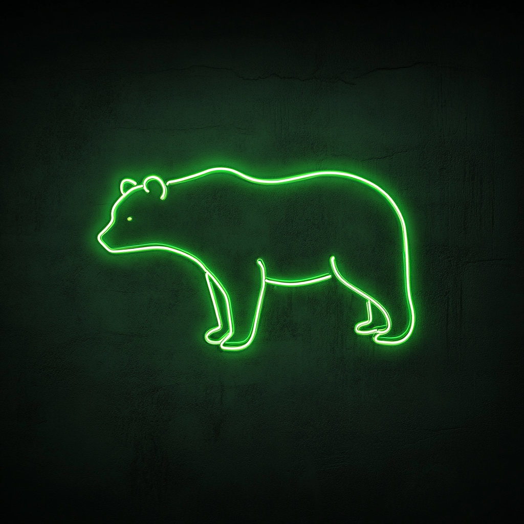 Bear Outline - Green Neon Sign, 24 Inches