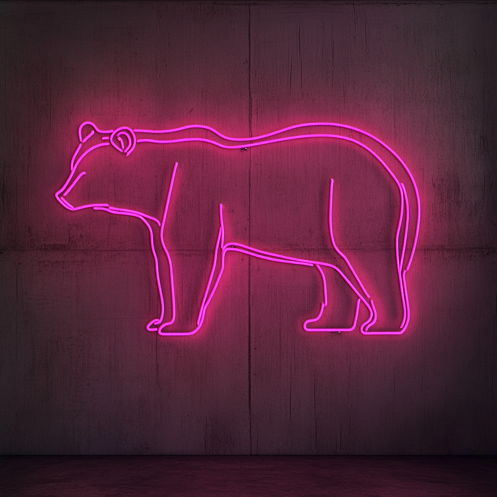 Bear Outline - Pink Neon Sign, 24 Inches