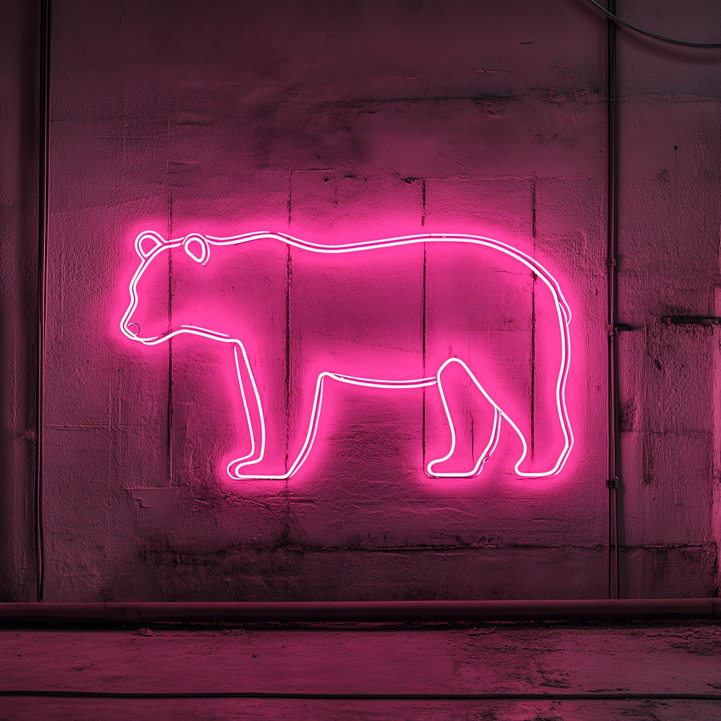 Bear Outline - Pink Neon Sign, 24 Inches