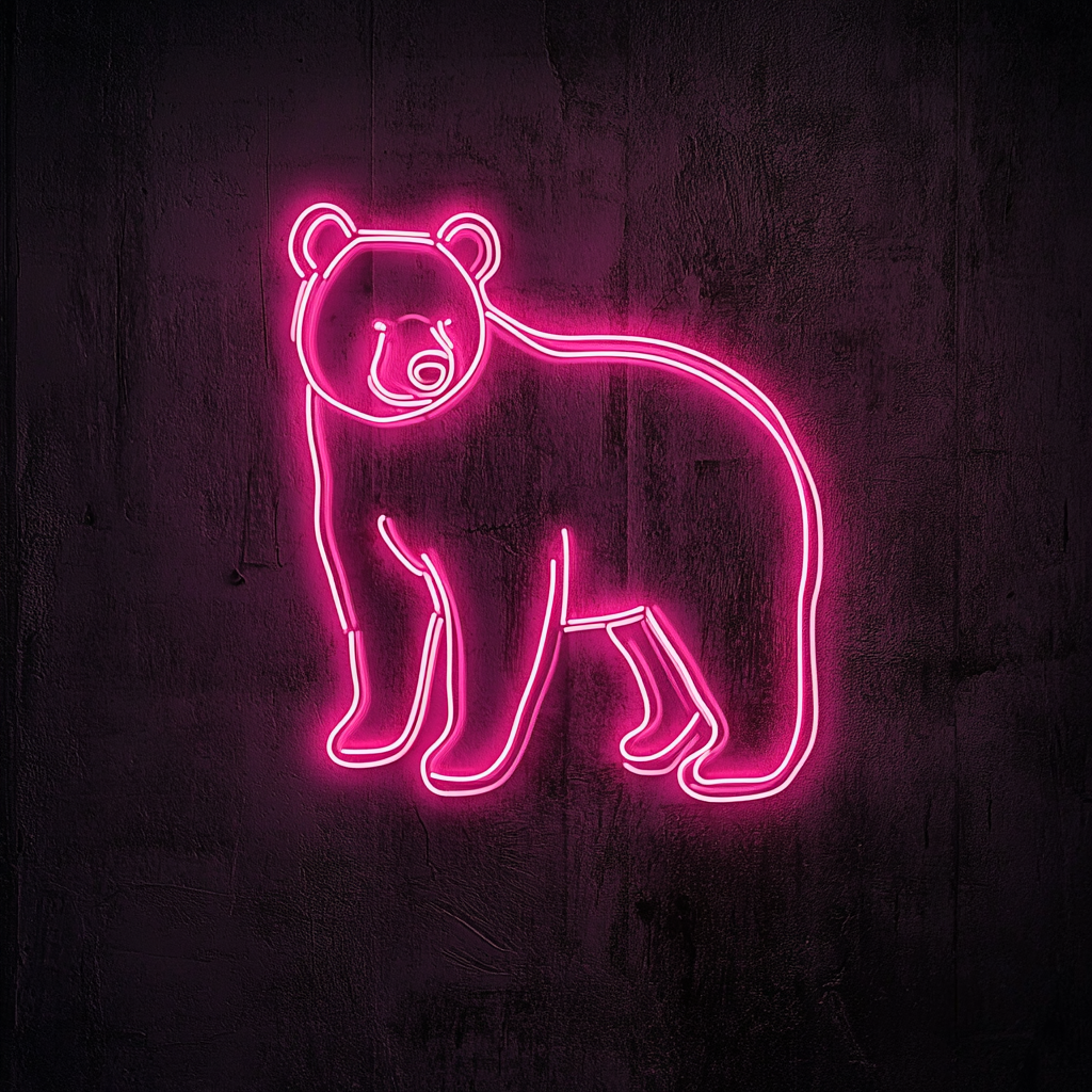 Bear Outline - Pink Neon Sign, 24 Inches
