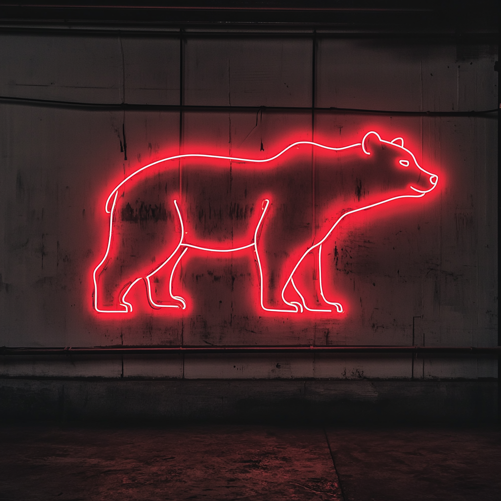 Bear Outline - Red Neon Sign, 24 Inches