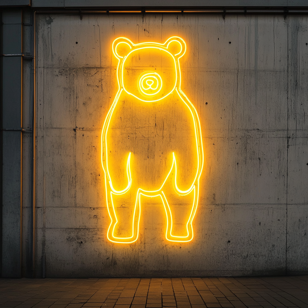 Bear Outline - Yellow Neon Sign, 24 Inches