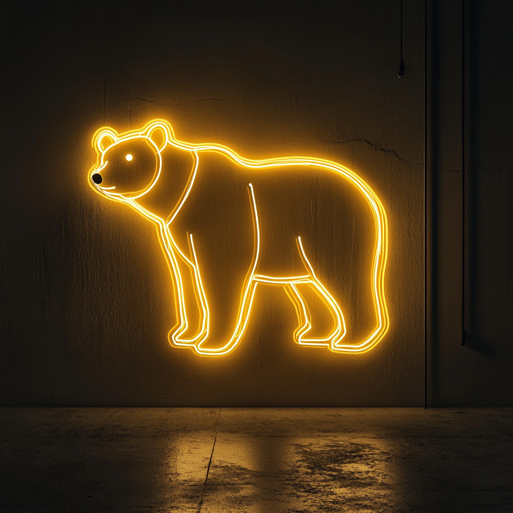 Bear Outline - Yellow Neon Sign, 24 Inches