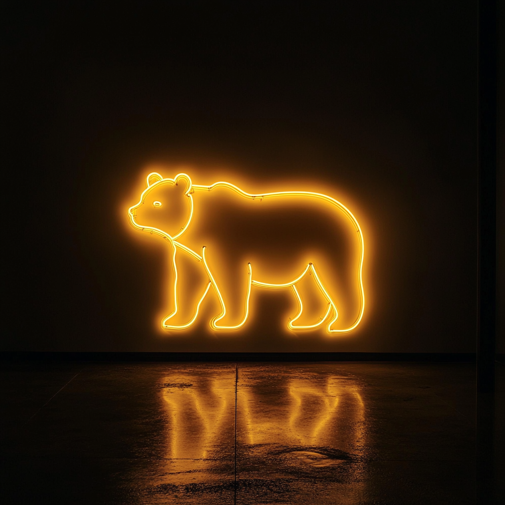 Bear Outline - Yellow Neon Sign, 24 Inches