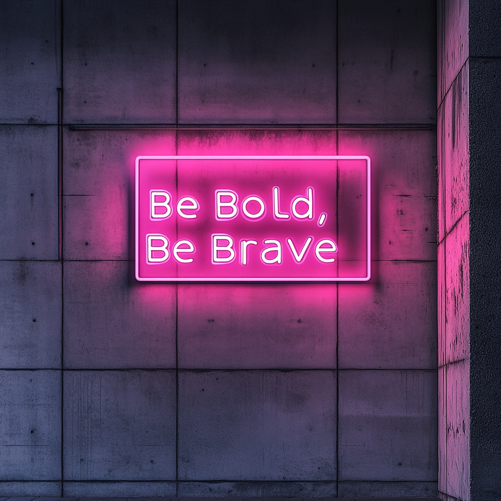 "Be Bold, Be Brave" - Pink Neon Sign, 18 Inches