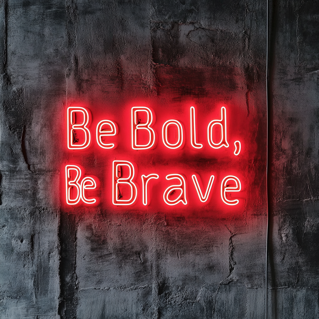 "Be Bold, Be Brave" - Red Neon Sign, 18 Inches