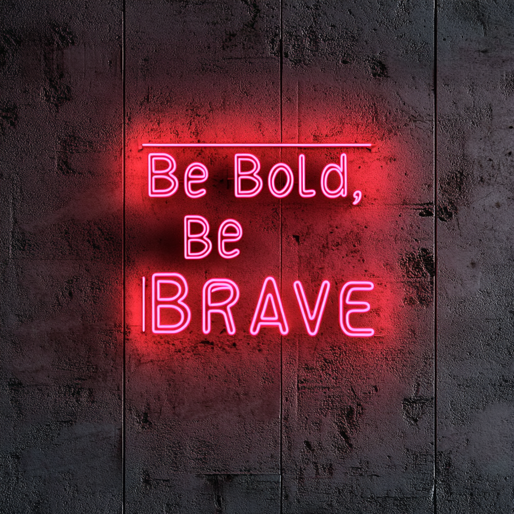 "Be Bold, Be Brave" - Red Neon Sign, 18 Inches