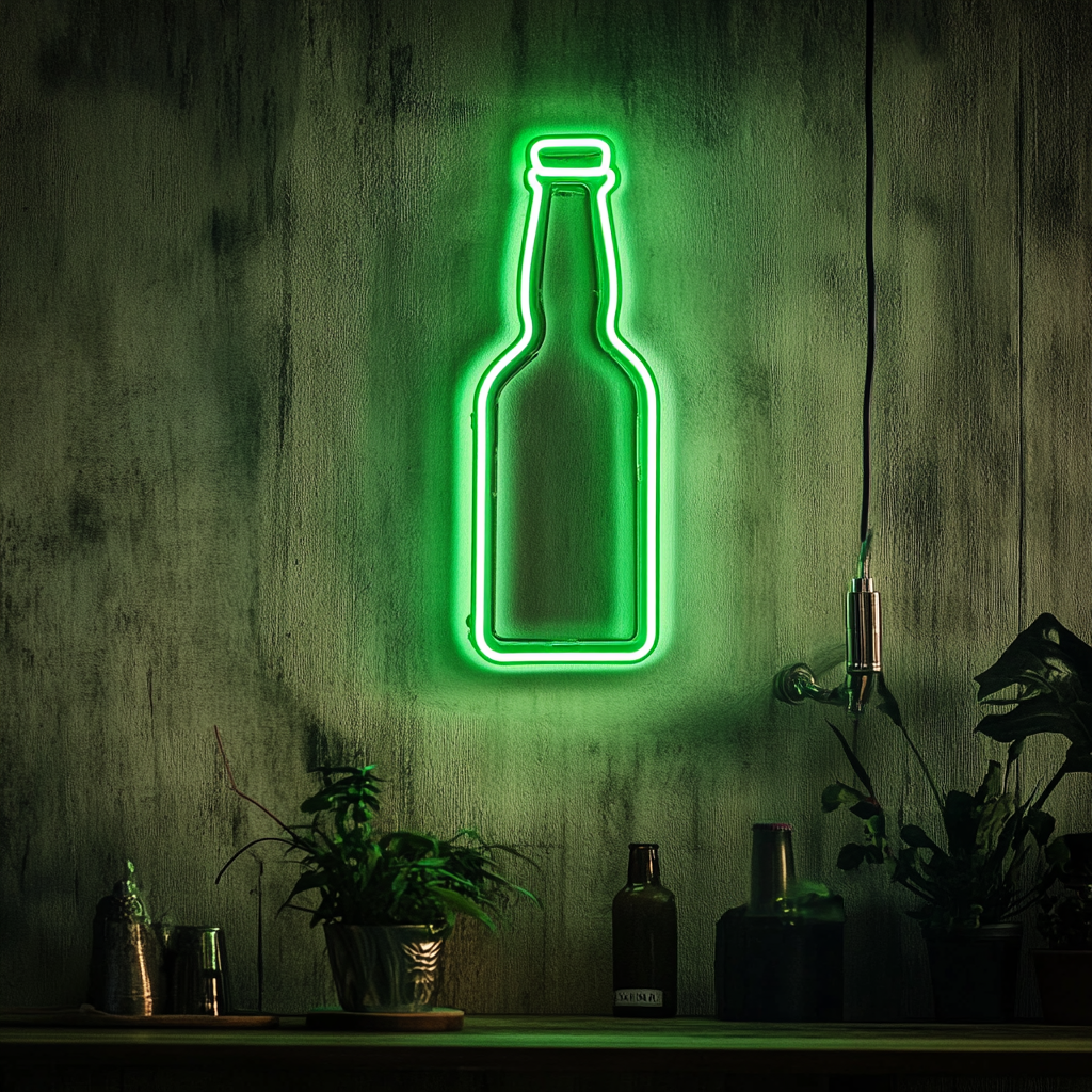 Beer Bottle - Green Neon Sign, 24 Inches