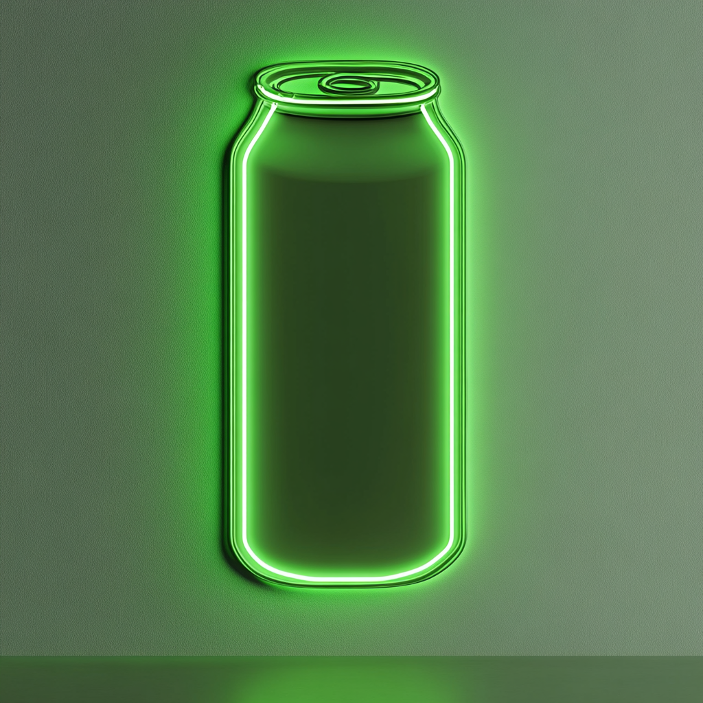 Beer Can with Pull Tab - Green Neon Sign, 18 Inches