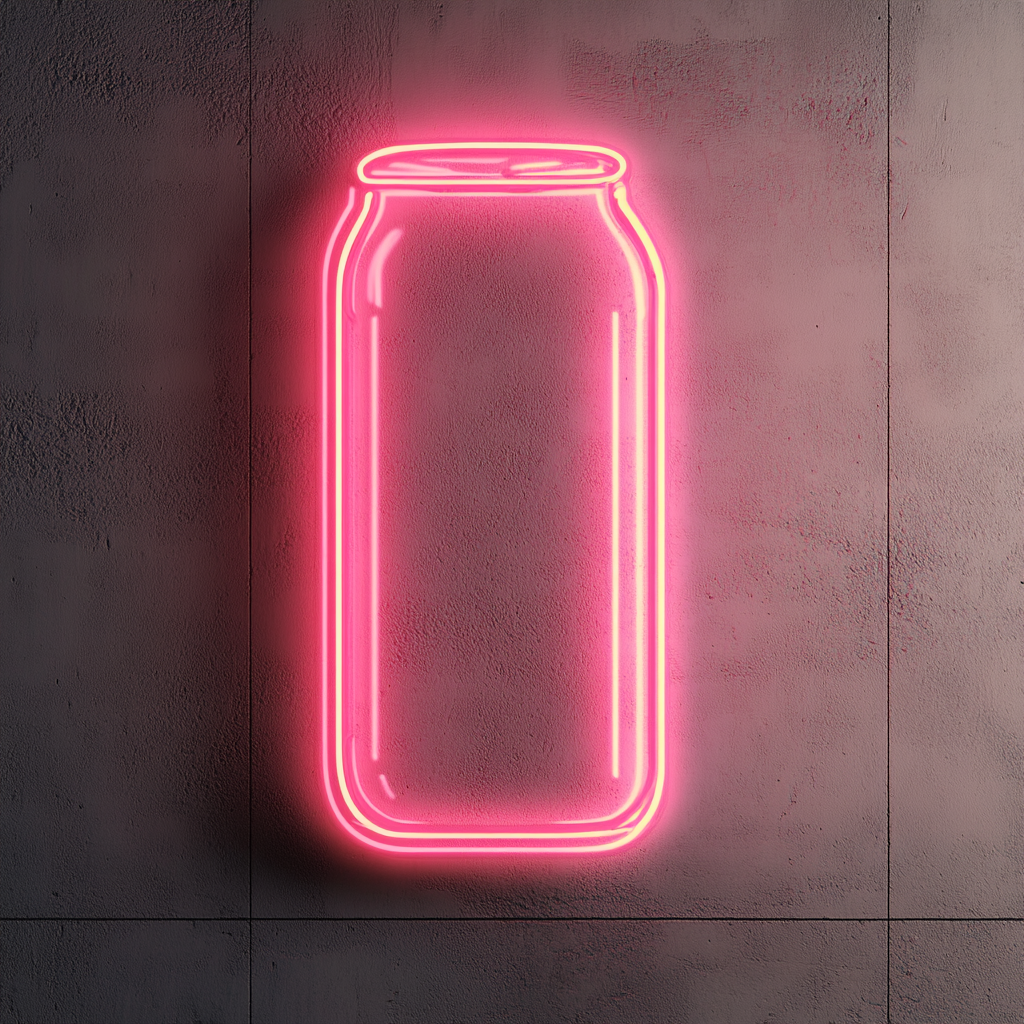 Beer Can with Pull Tab - Pink Neon Sign, 24 Inches