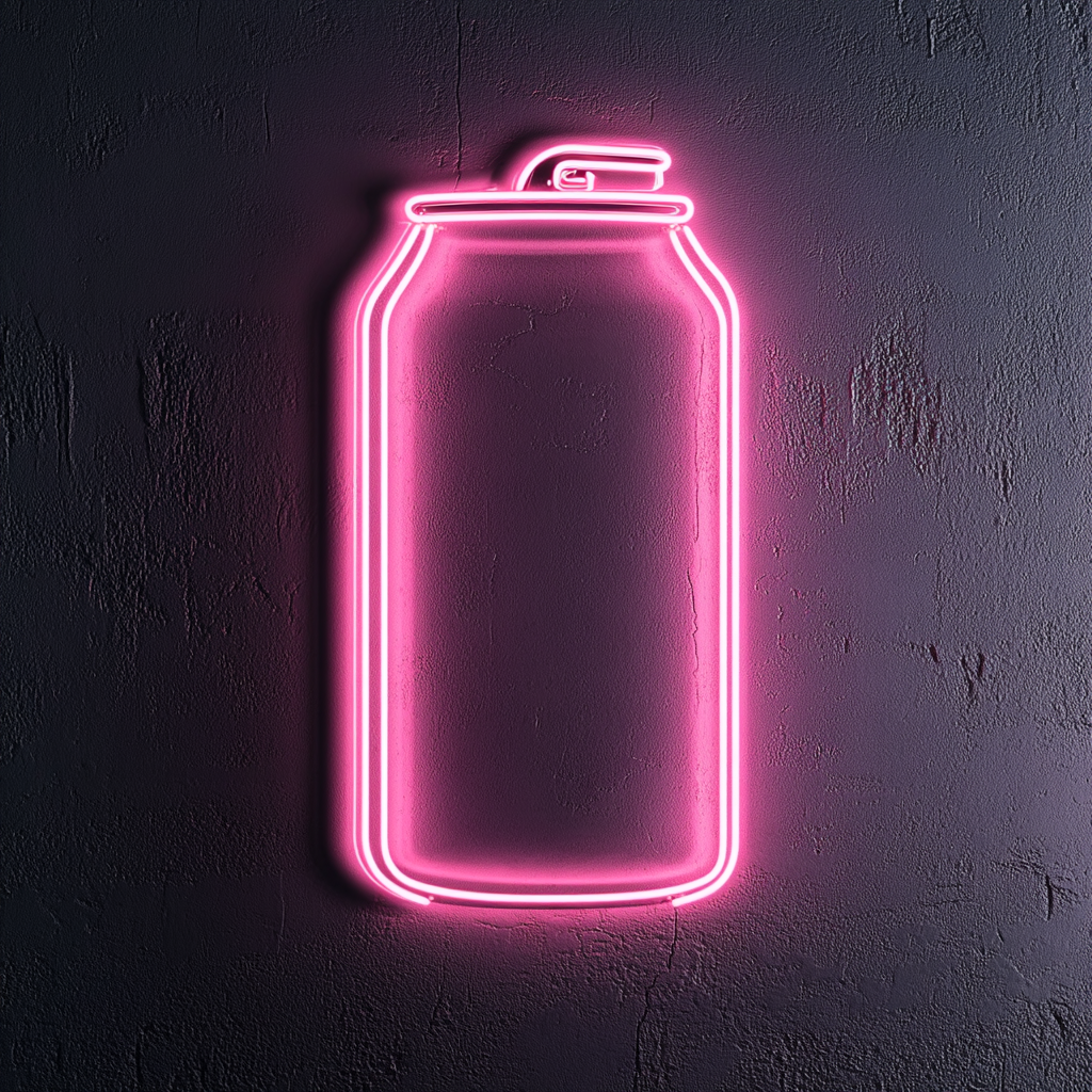 Beer Can with Pull Tab - Pink Neon Sign, 18 Inches