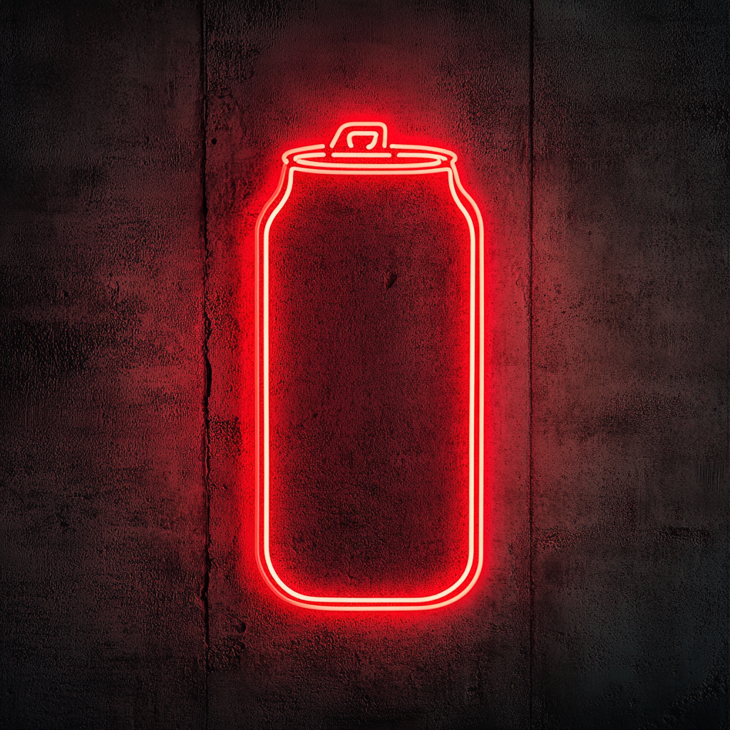 Beer Can with Pull Tab - Red Neon Sign, 24 Inches