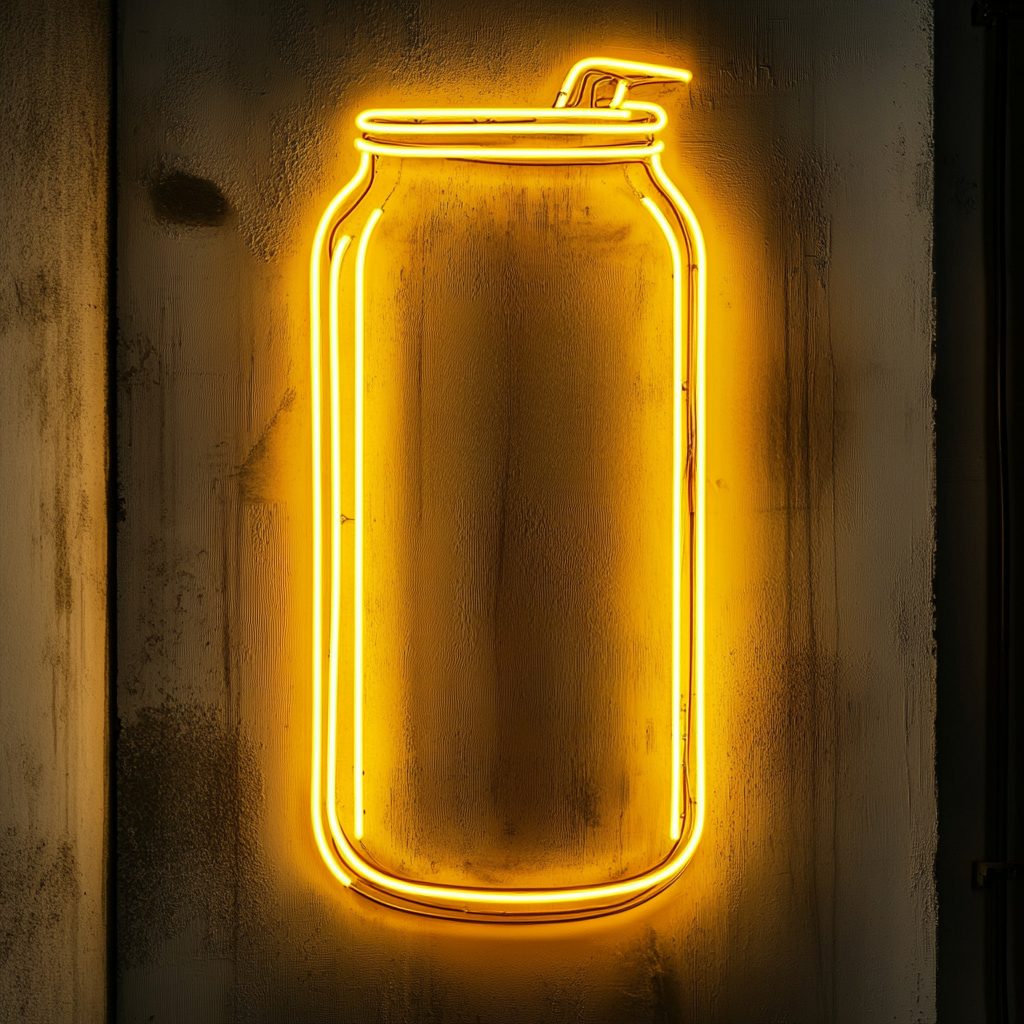 Beer Can with Pull Tab - Yellow Neon Sign, 18 Inches