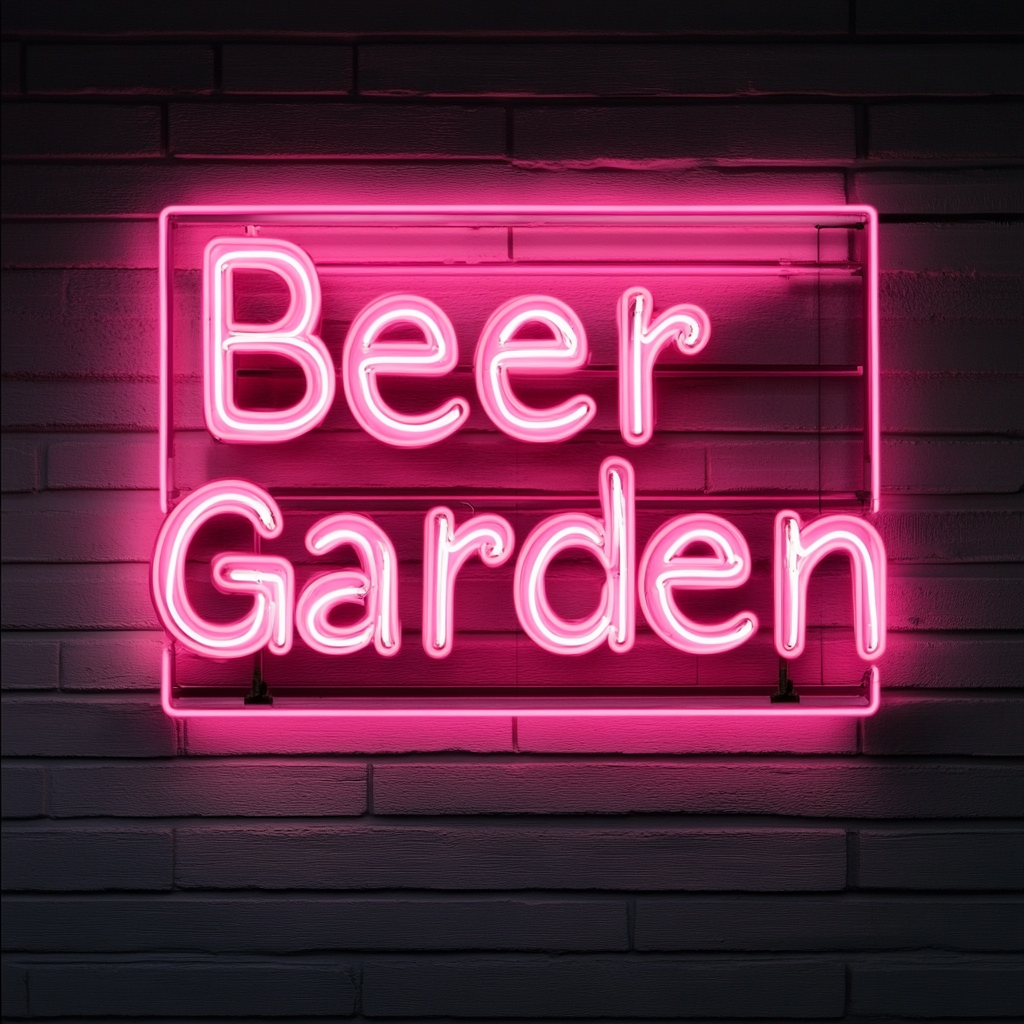 "Beer Garden" - Pink Neon Sign, 24 Inches