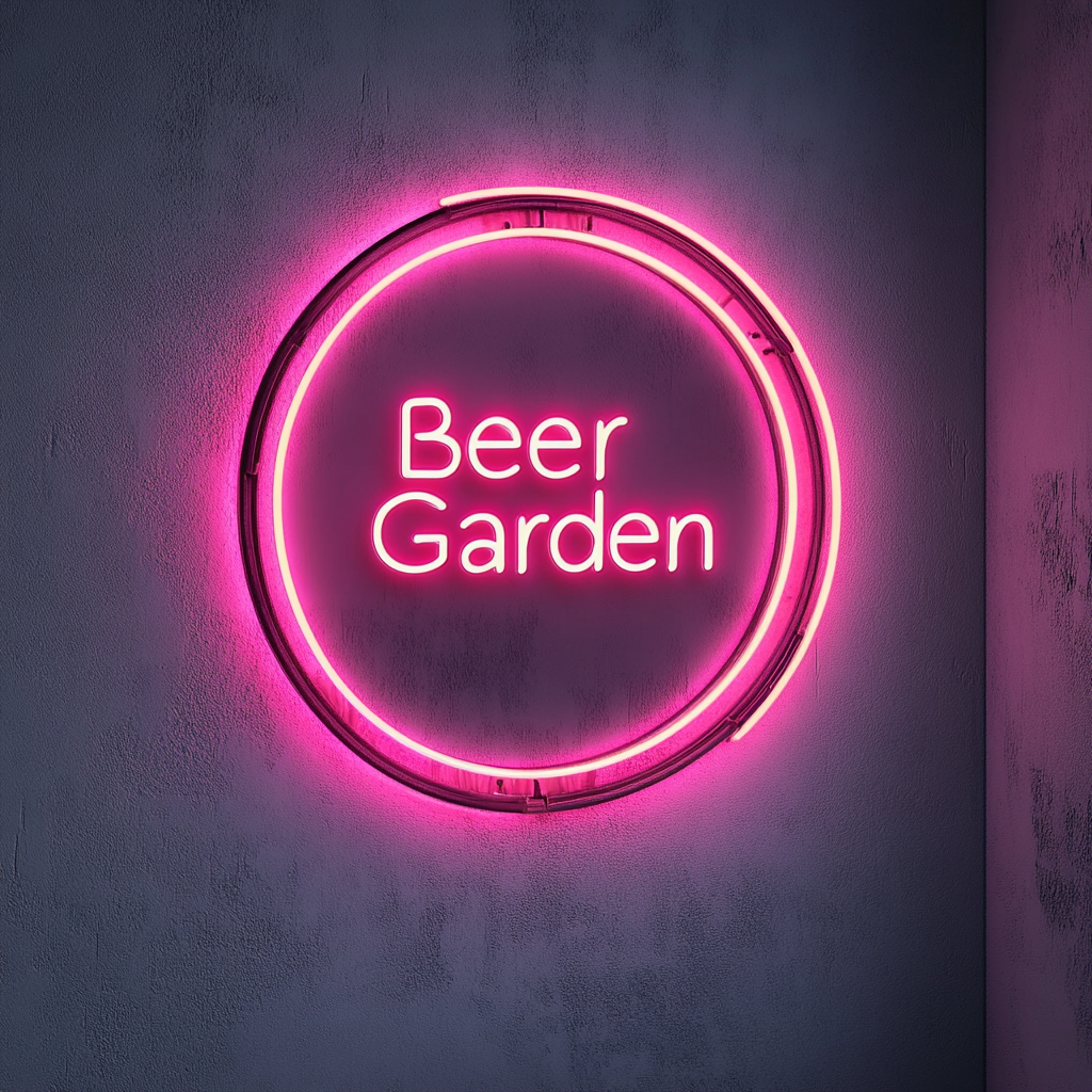 "Beer Garden" - Pink Neon Sign, 24 Inches